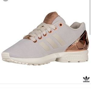 adidas rose gold and white shoes